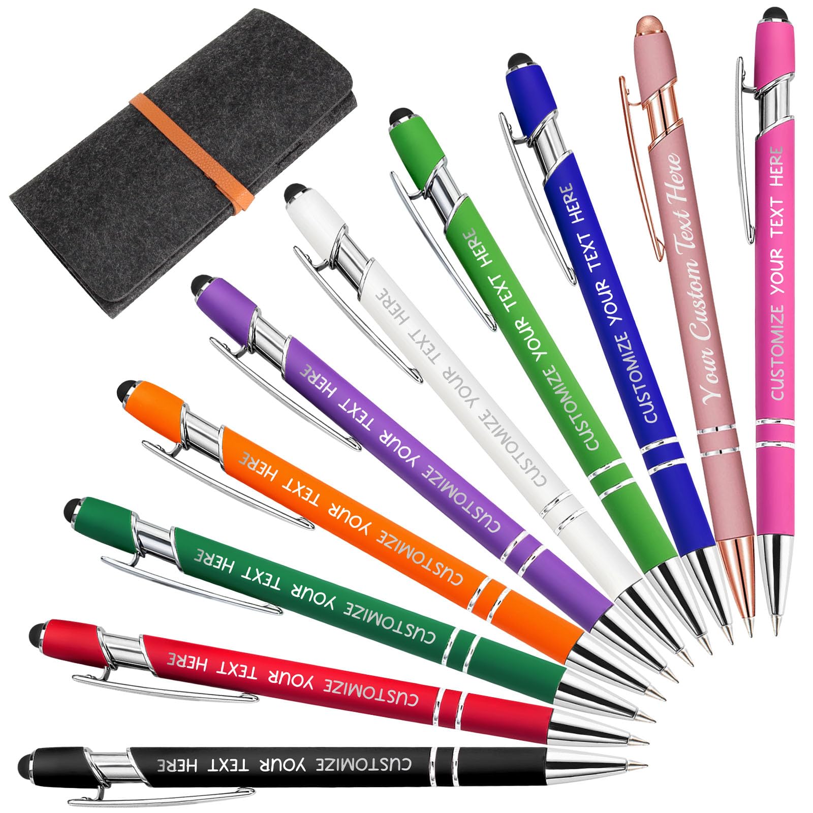 Yananka 12 Pc Custom Pens, Stylus with Free Engraving, Business Name Text Message Pens for Business, Grad & Anniversary (Up to 500pcs)
