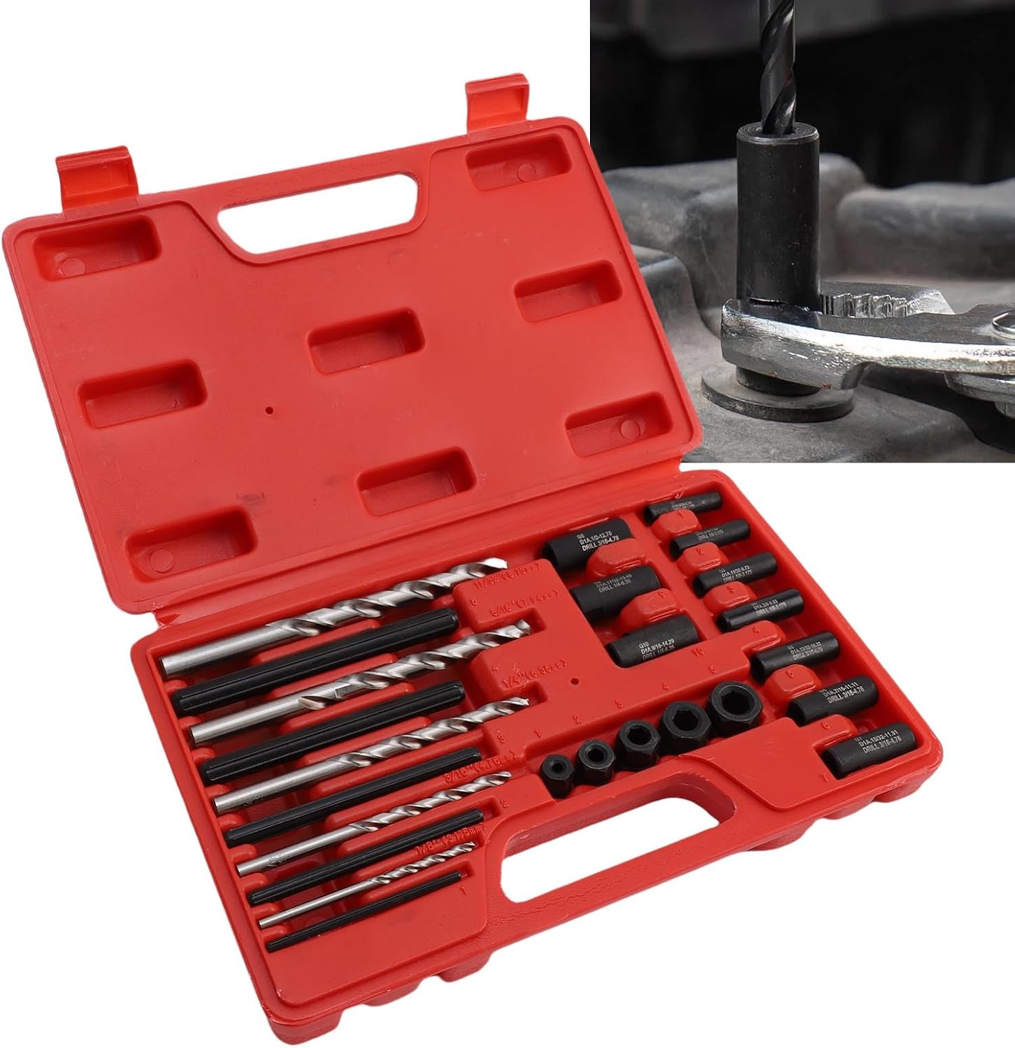 25-Piece Screw Extractor Set - High Hardness Molybdenum Steel olts r Kit with Drill its & Storage Case for Damaged Screw/olts Extraction