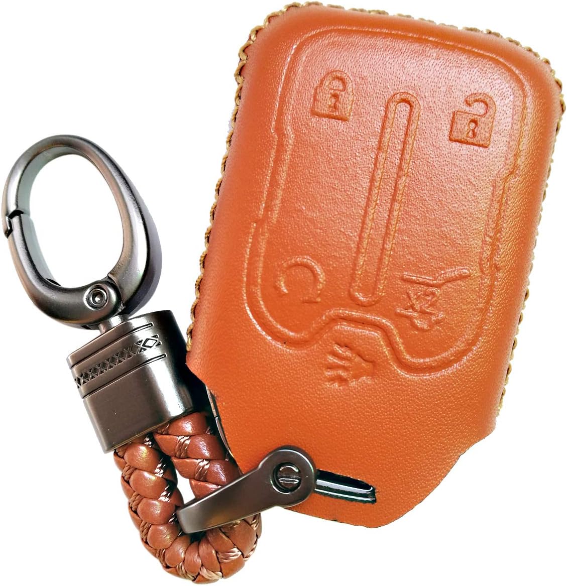 Alegender 5Btn Leather Cover Case Fob Holder Bag Remote Keyless Jacket for GMC Acadia Terrain Yukon Chevy Suburban Tahoe HYQ1AA 13584502 1551A-AA Brown
