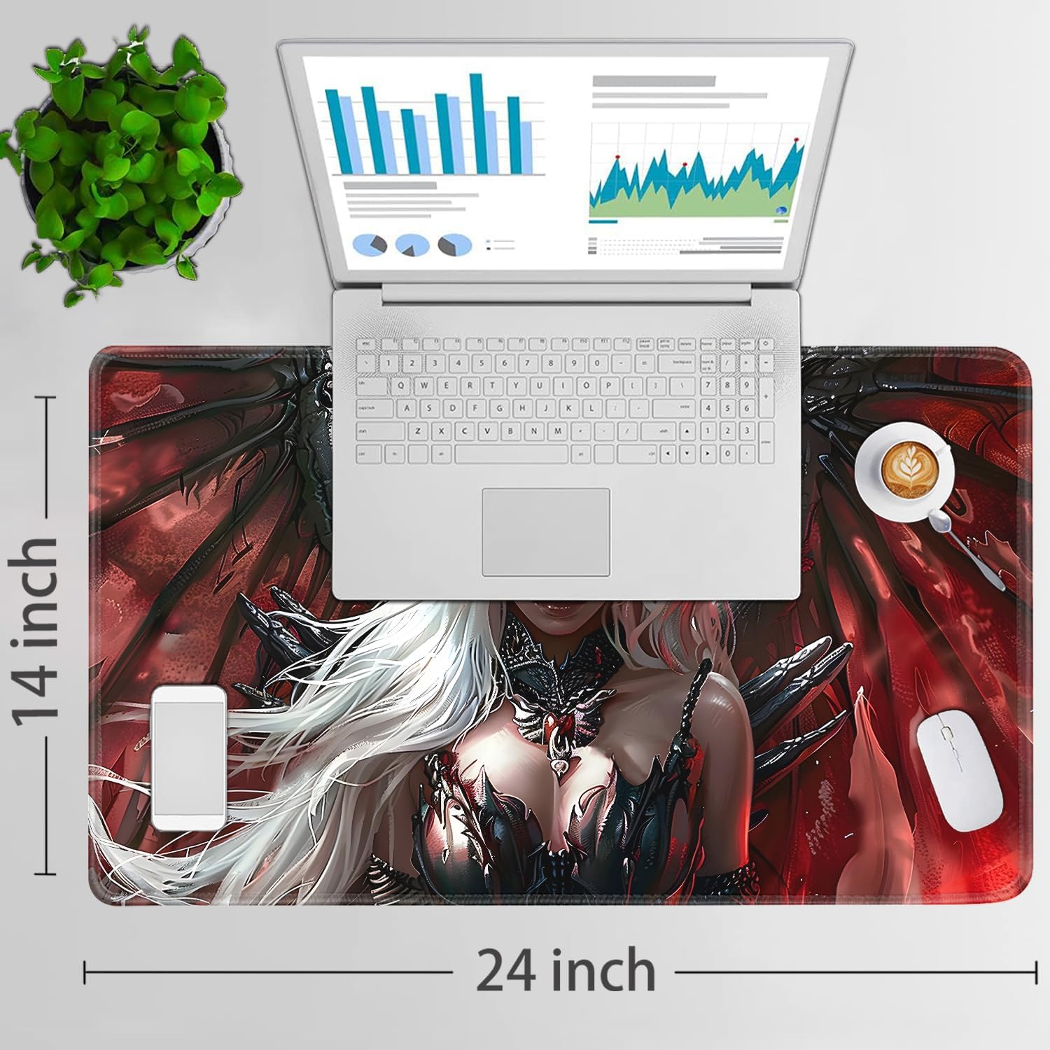 for MTG Playmat + Drawstring Travel Pouch + 6 Dice Counter, for Tabletop Trading Card Game Playmats or Mouse Pad, Anti-Slip Rubber 24 x 14 in, Anime Warrior Girls for TCG Playmat (No with Zone)