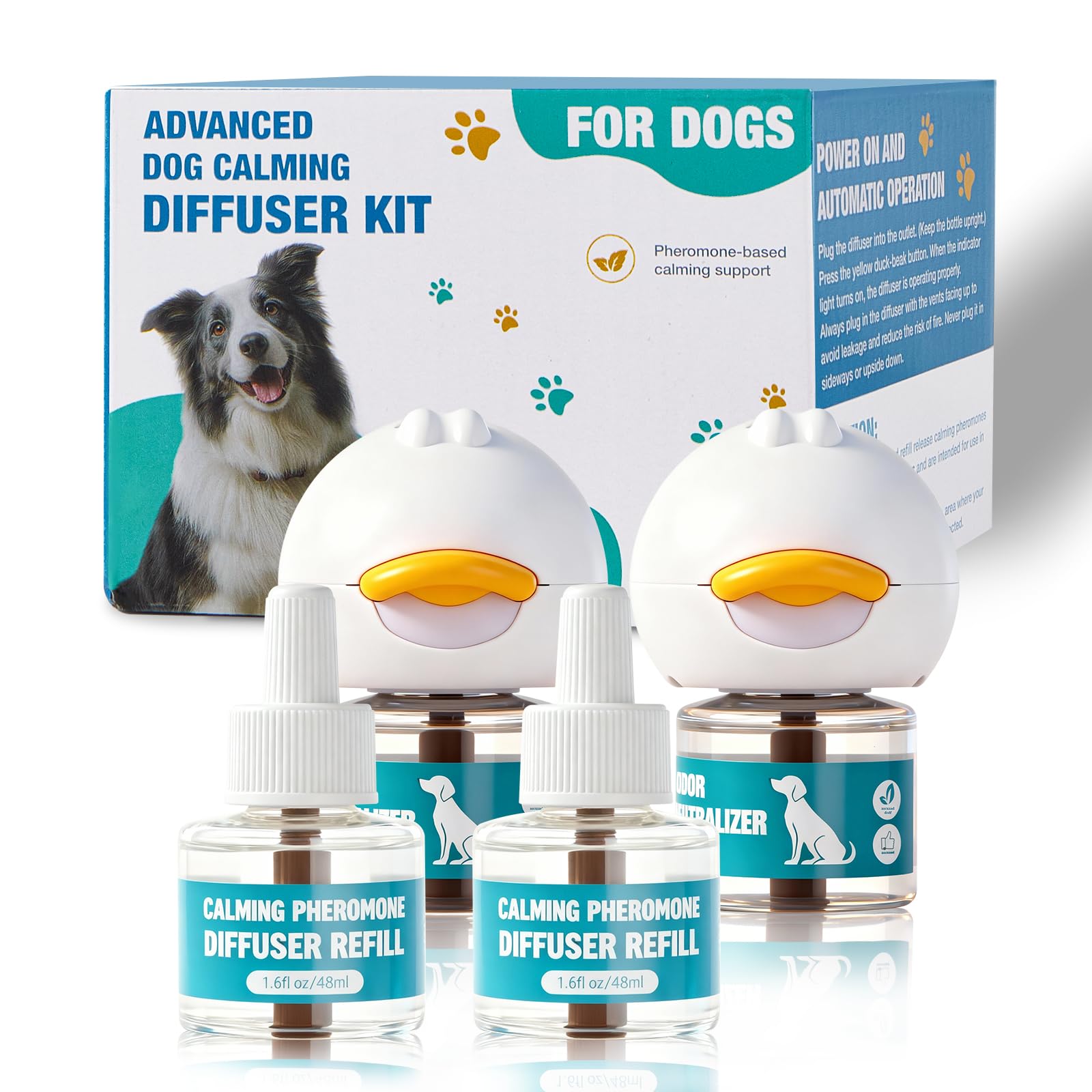 Dog Calming Diffuser, Calming Pheromones Diffuser Kit Pheromone Diffuser to Calm (2Plug in+4Refill) for Anxiety Relief Fighting Barking Stress,for All Dogs