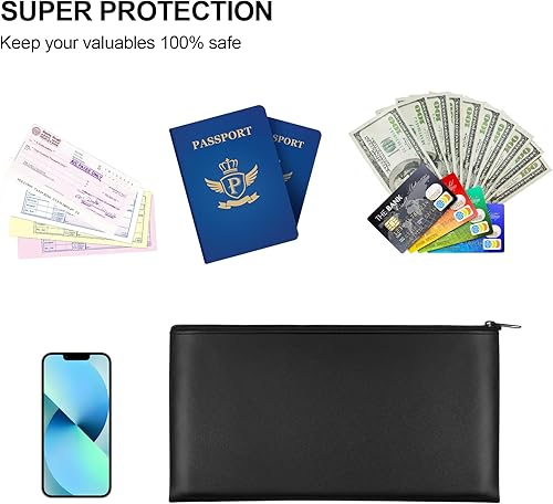 Vista 13 de 2 bolsas de dinero de 11 x 6.1 pulgadas, bolsas impermeables seguras y duraderas con cremallera para dinero en efectivo, bolsa de piel sintética, 1