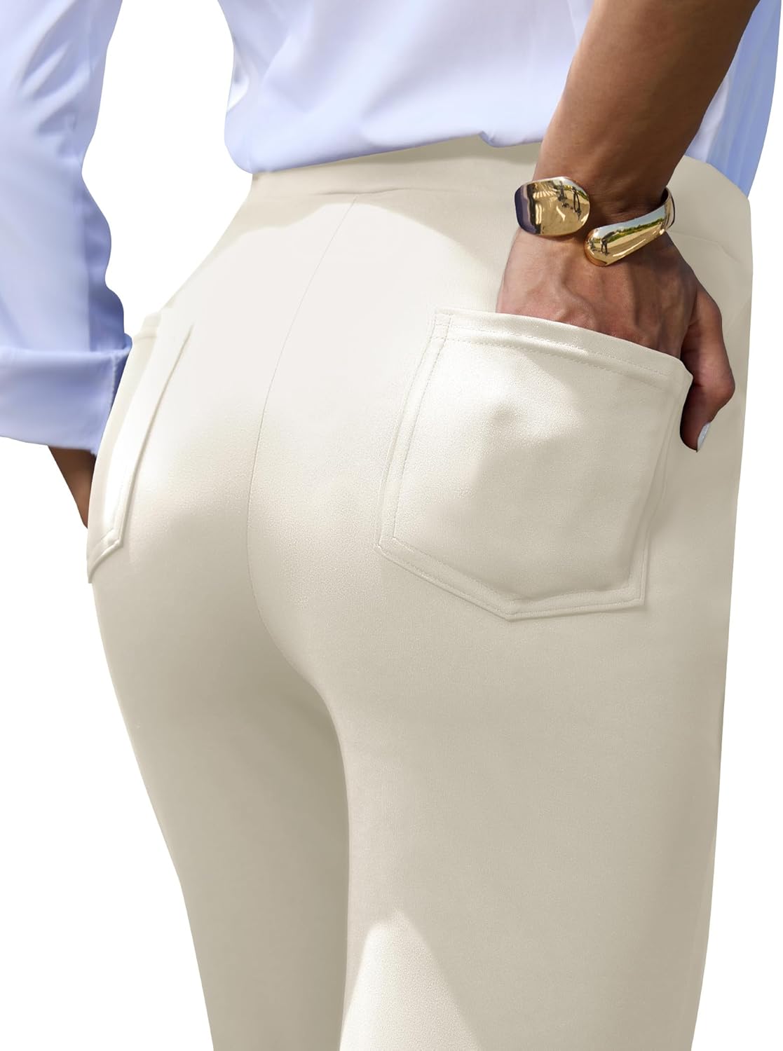 keriffe Women's Stretchy Yoga Dress Pants High Waisted Straight Leg Casual Work Business Office Slacks 4 Pockets - Image 8