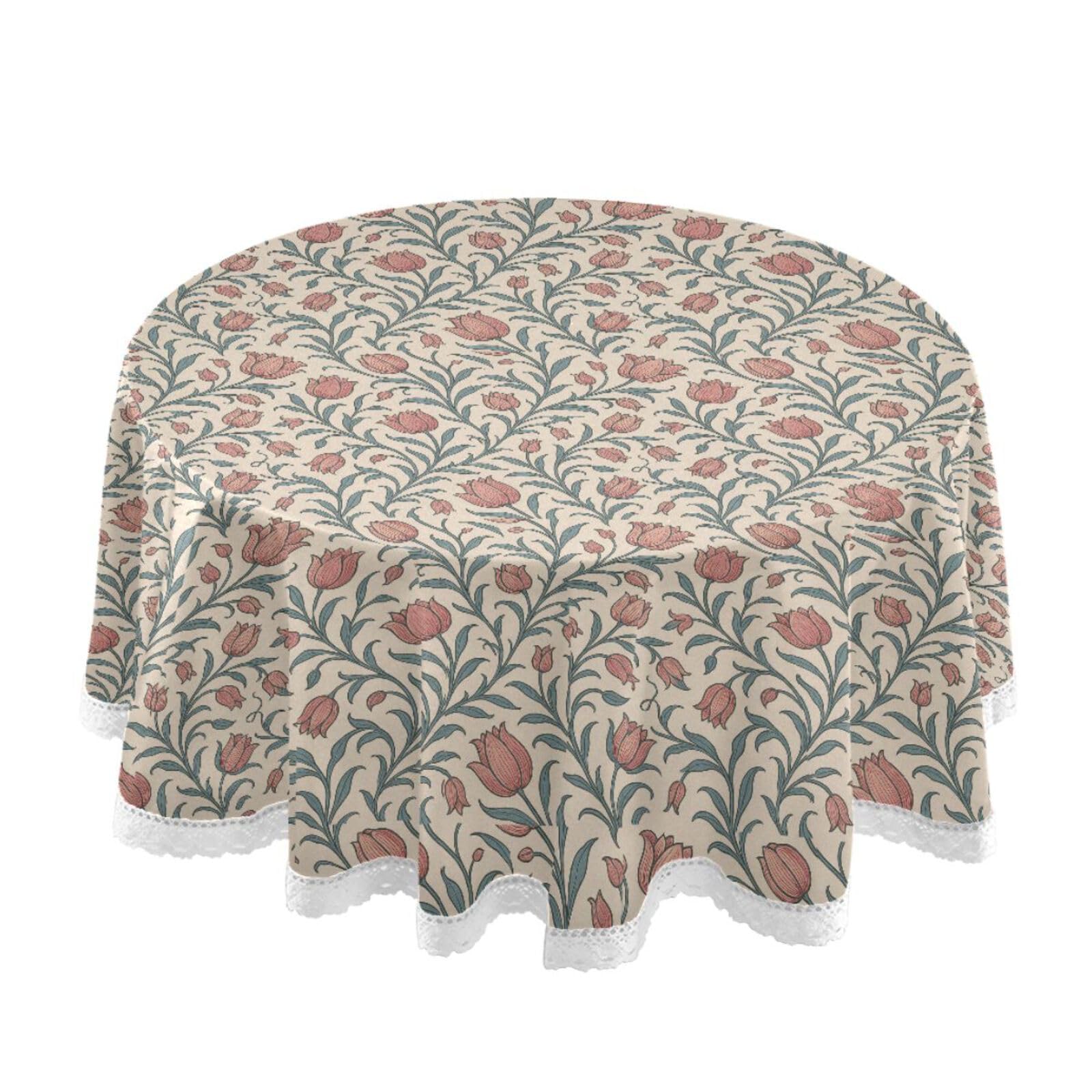 Nappe ronde motif tulipes William Morris pour sublimer vos dîners de fête