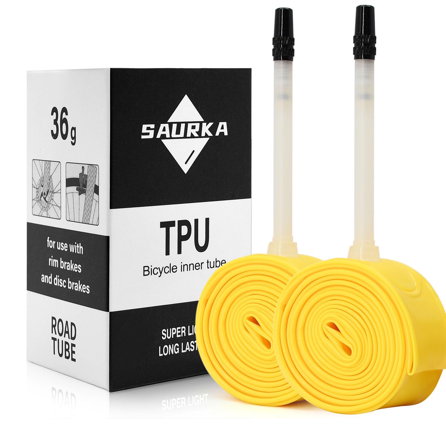 Saurka TPU Inner Tube Ultralight 36g (Single one) for Road Bike Tire 700 x 18-32 Bicycle Tube 60MM Length of Presta Valve- 2 PCS