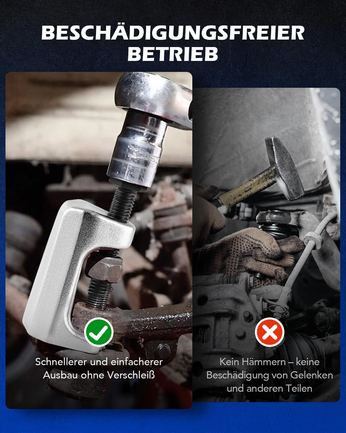 Orion Motor Tech 5-in-1 Kugelgelenk Abzieher Set (BS06), Spurstangenkopf Ausdrücker & Traggelenk Werkzeug Satz für PKW & LKW, Professionelles Abzieher Werkzeug Set für Spurstangen & Lenkstockhebel
