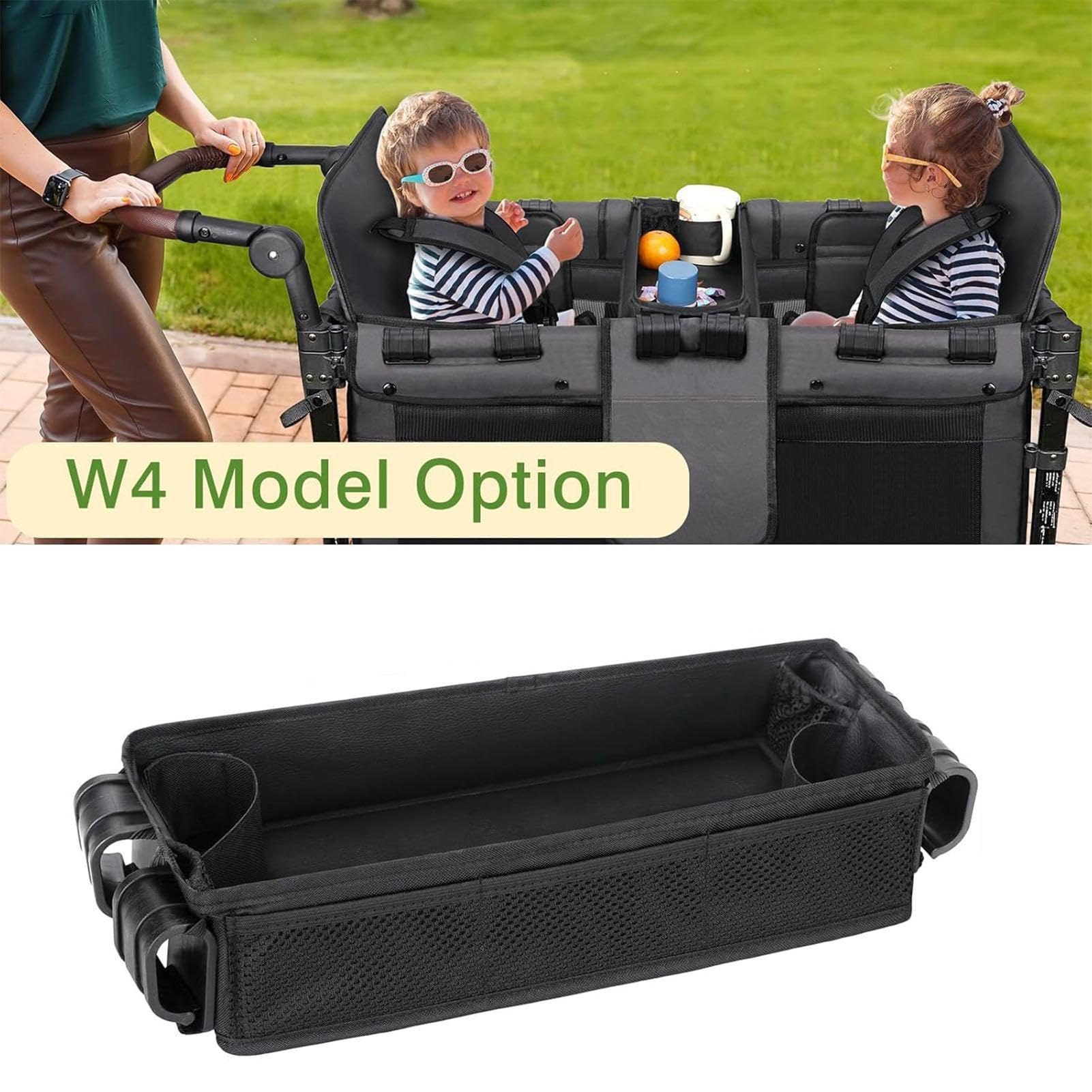 Snacktablett für Kinderwagen, Becherhalter, Snack Organizer Kinderwagentablett, Snacktablett mit 4 Tassenhaltern für unterwegs