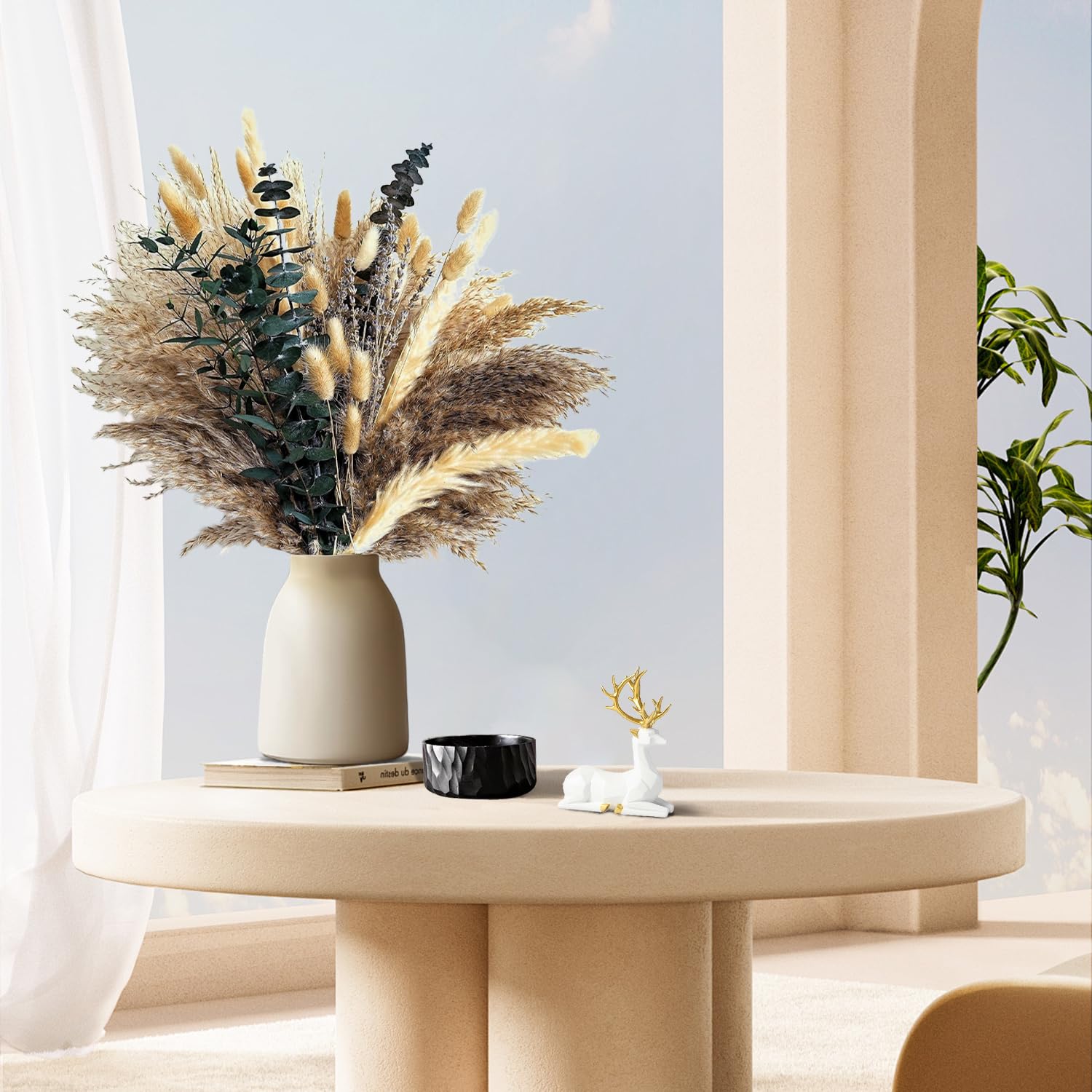 Lot de 95 bouquets de décoration d'herbe de la pampa naturelle | Arrangement floral séché bohème pour centre de table, décoration de mariage, décoration rustique