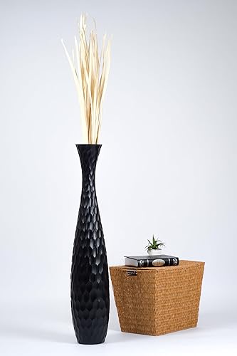 Miniatura 7 de Leewadee - Jarrón alto para decoración del hogar, madera de mango 2-Negro,Negro,Marrón, marrón claro,Dorado,Negro,