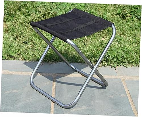 Miniatura 2 de PRETYZOOM Portable Aluminum Alloy Folding Stool with Thick Canvas Seat Lightweight and Easy Setup for Camping Fishing Picnic and Outdoor Activities