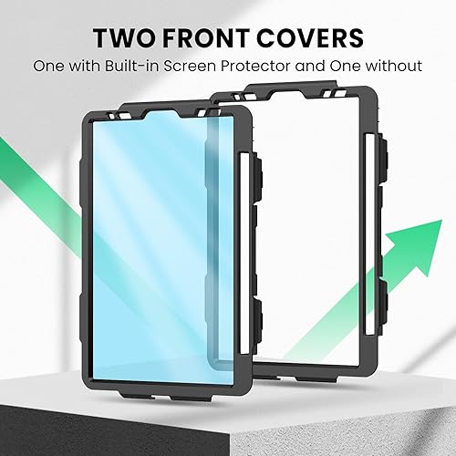 Miniatura 23 de SEYMAC Funda protectora para iPad Air 5ª/4ª generación de 10.9", cuerpo completo a prueba de golpes con protector de pantalla, soporte Negro