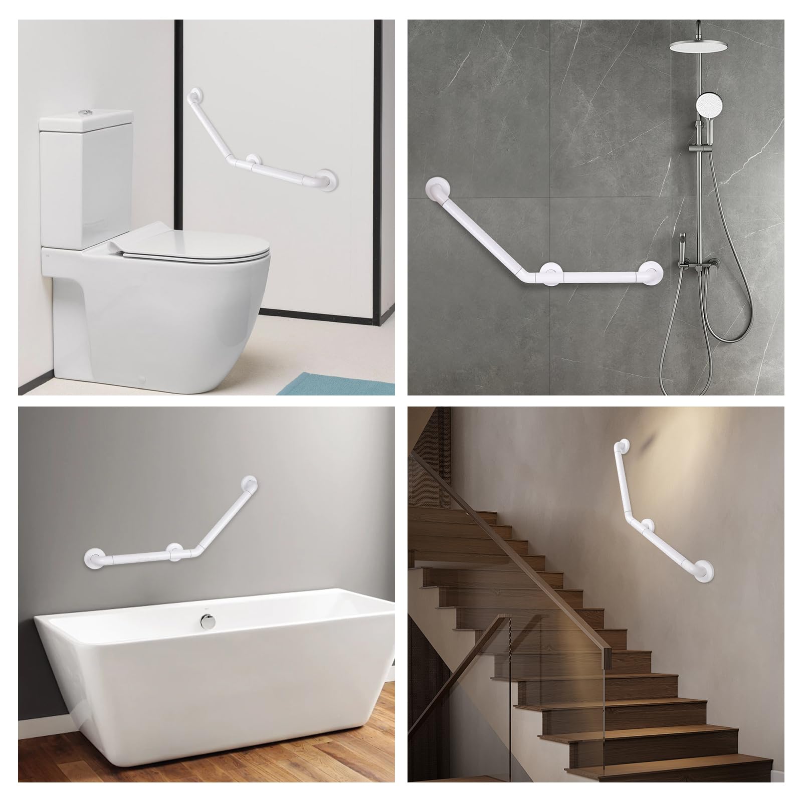 Barre d'appui WC, Poignée de Douche 45 x 45 cm, Poignée de Baignoire en Acier Inoxydable Antidérapante - Pour Salle de Bain, Douche, WC
