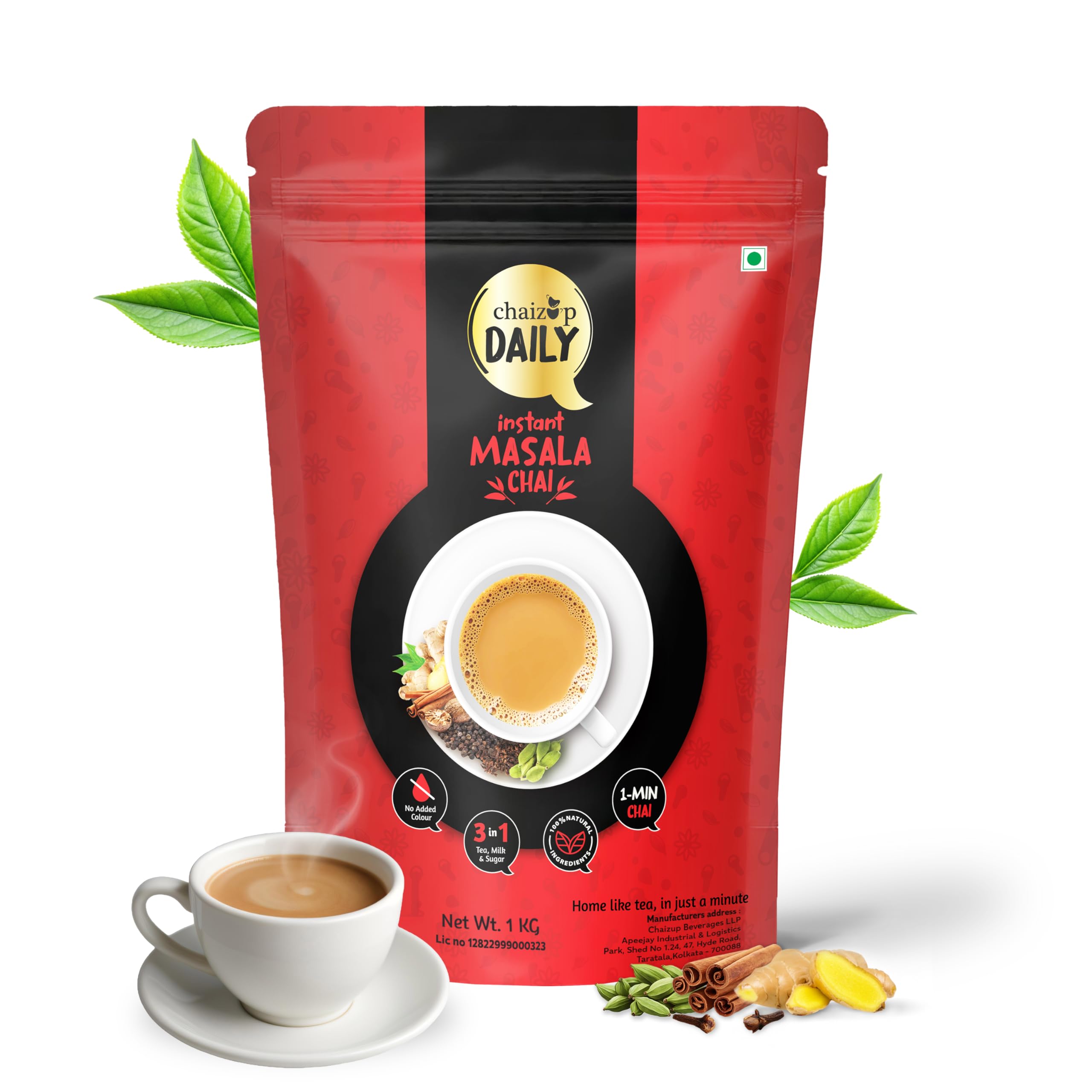 Chaizup Daily 1 Min Instant Masala Tea Premix - 1kg Poly | Masala Flavours | Approx. 72 Servings | 1kg