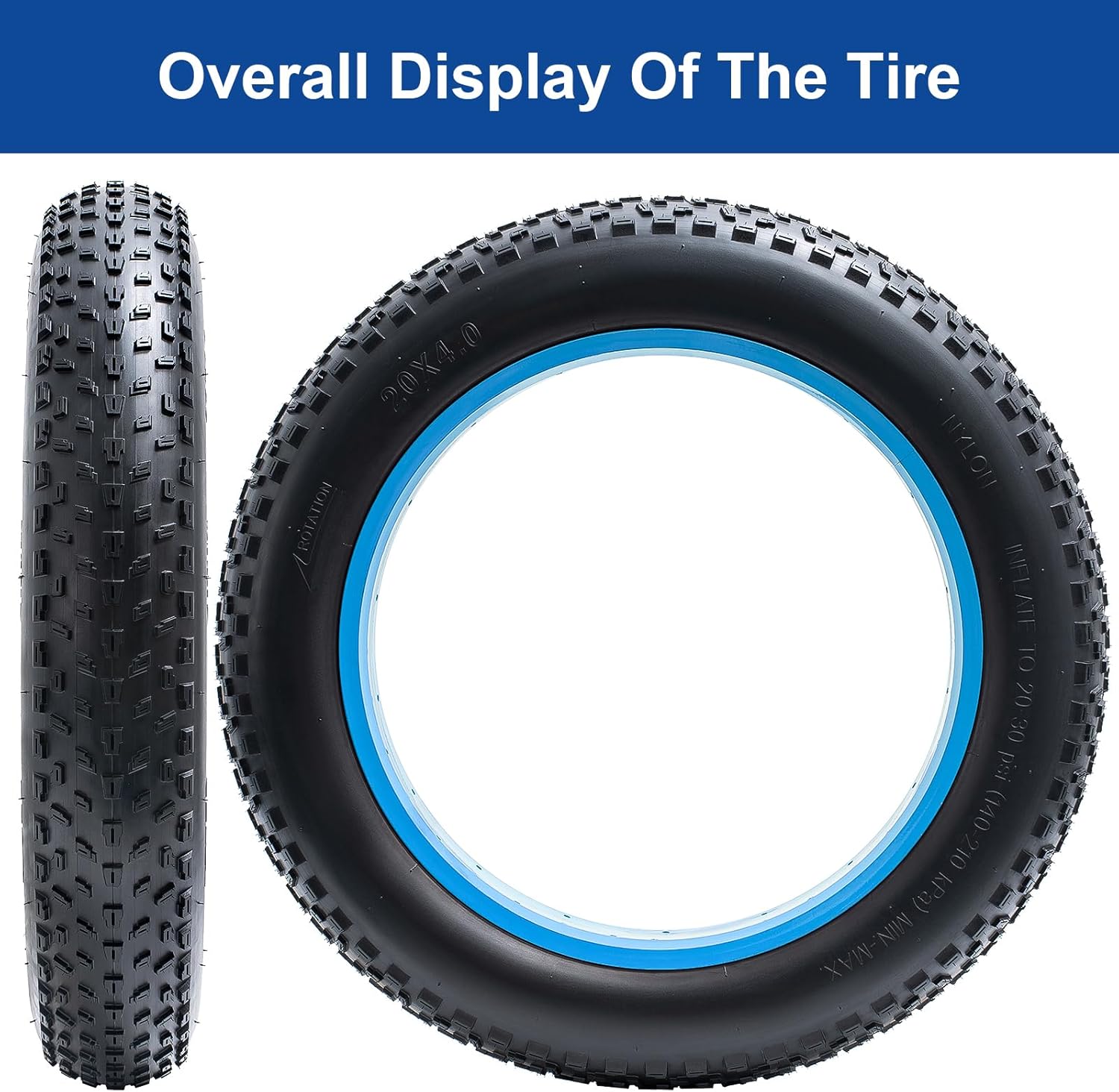 20x4.0 Fat EBike Tire 20 inch Fat E-Bicycle tire Suitable for 20x4 20 X 4.0 MTB/Electric Bike Folding Replacement Fat Bike Tire (Single)