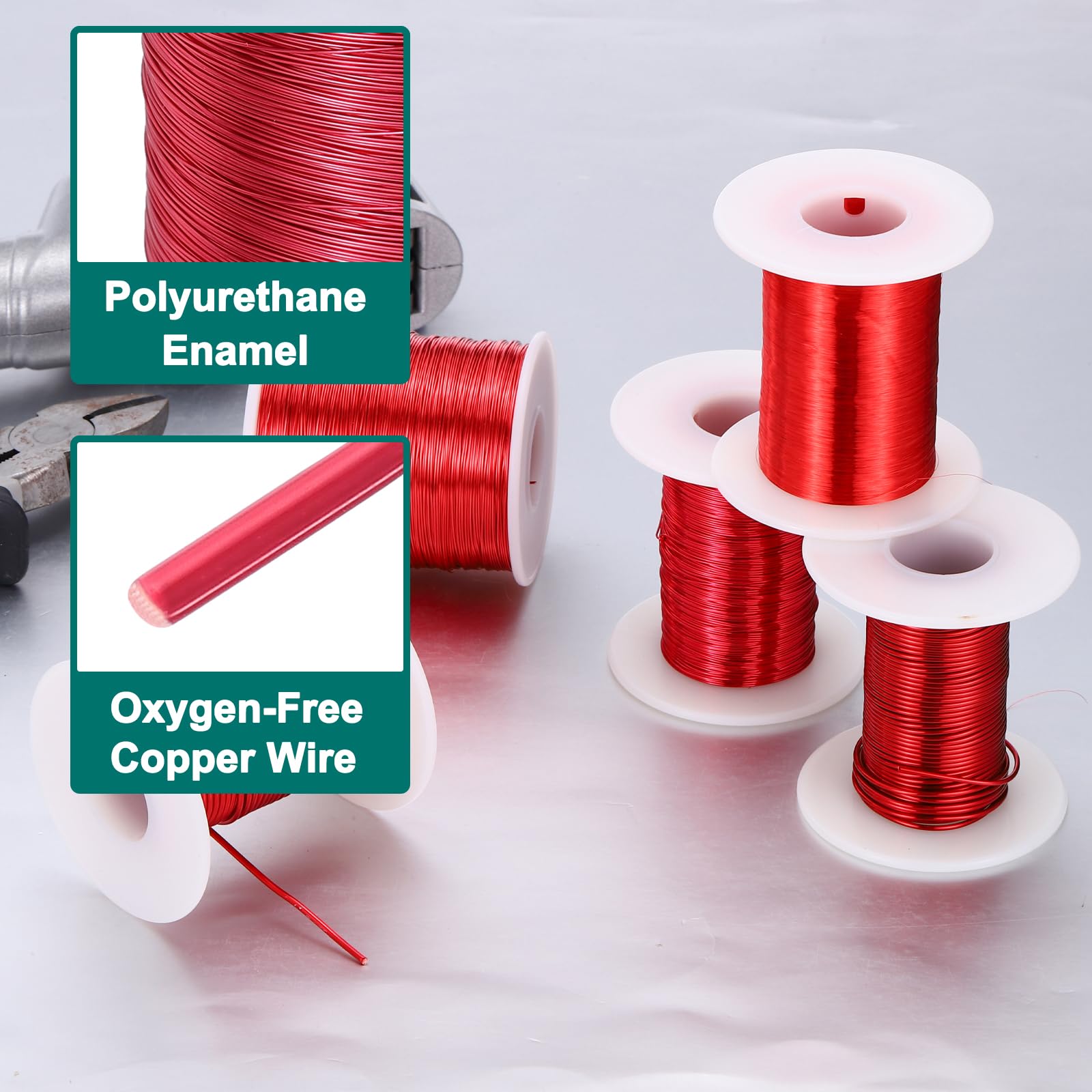 sourcing map Filo magnetico 28 AWG, filo di rame smaltato calibro 28, bobina magnetica da 0,5 kg per trasformatore, motore, elettrico, 155C (311F)