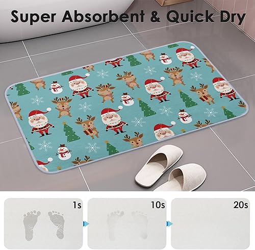 Miniatura 3 de Tapete de baño de cachemira de imitación de Navidad, 17 x 30 pulgadas, tapete de baño de árbol de alce de Papá Noel, tapete decorativo para el