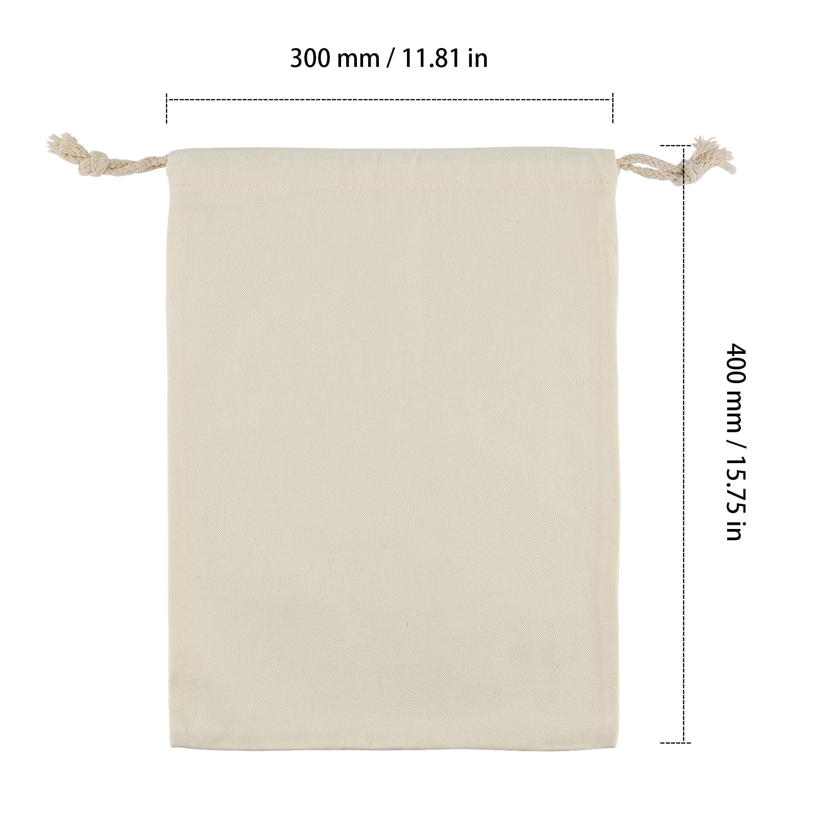 Image secondaire de ZEONHAK Lot de 8 grands sacs de rangement en toile avec cordon de serrage, 30 x 40 cm, sacs cadeaux en tissu pour bonbons, fête