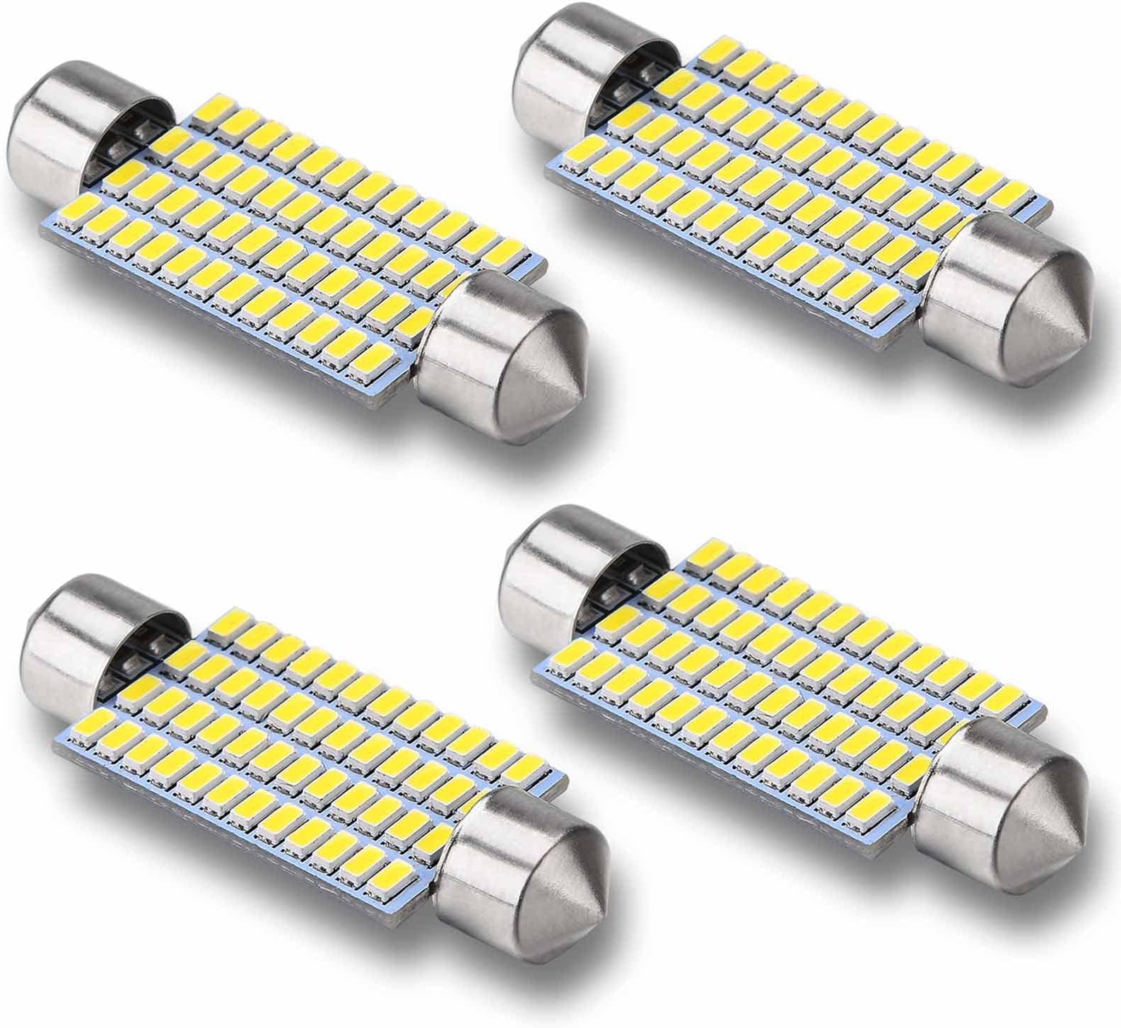 578 Led Car Bulbs,42mm 41mm 211-2 212-2 Festoon LED Bulbs, 1.65in 48-SMD 3014 Chipsets Led Festoon light, 6000K White Super Bright 569 light For Interior Map Dome Door Lights Pack of 4