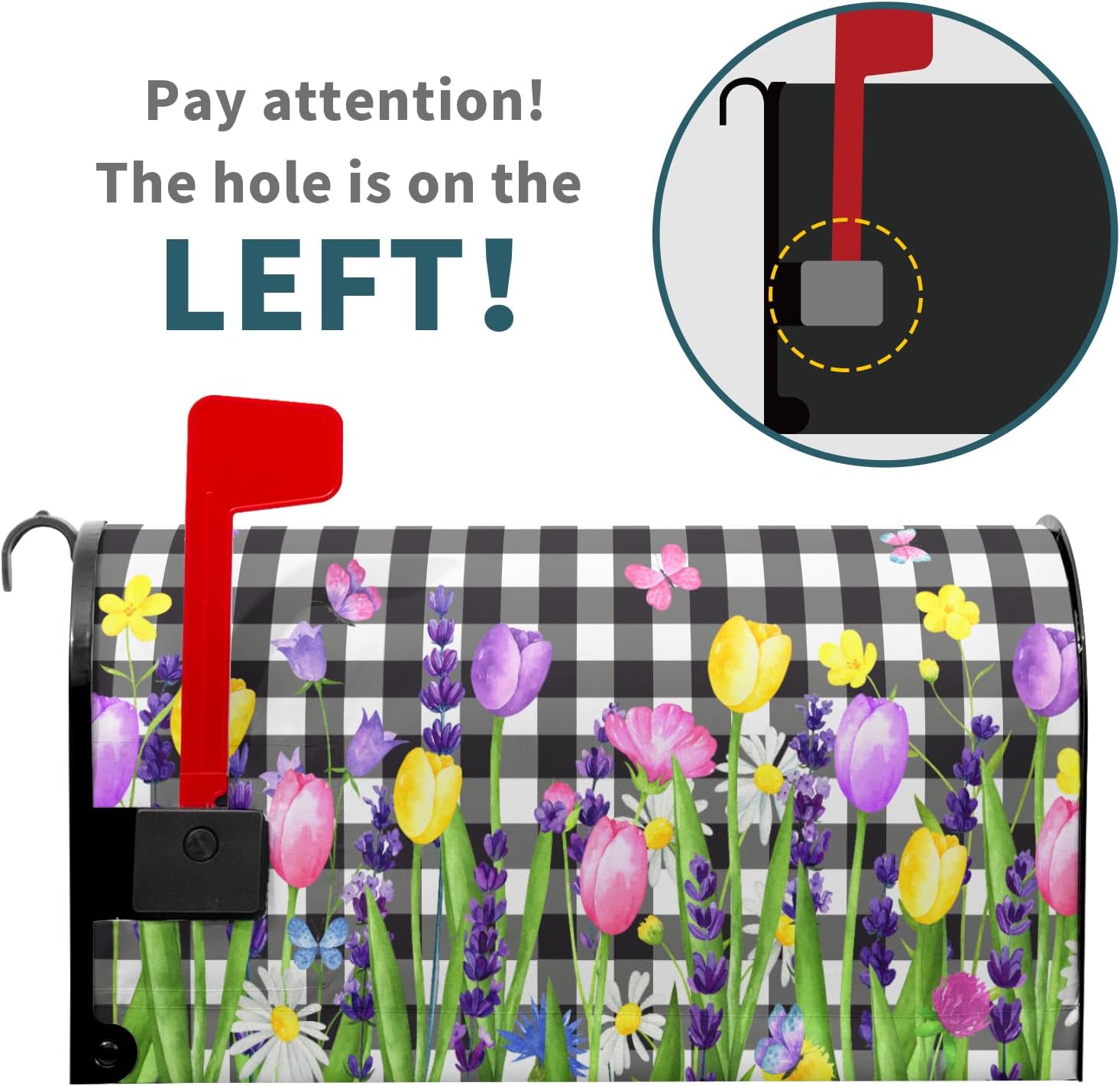 Harooni Spring Summer Flowers Magnetic Mailbox Cover Standard Size 18x21in Tulips Florals Mailbox Cover Magnetic Spring Decor Mailbox Wraps Post Letter Box Cover for Home Garden Yard Outdoor Decor