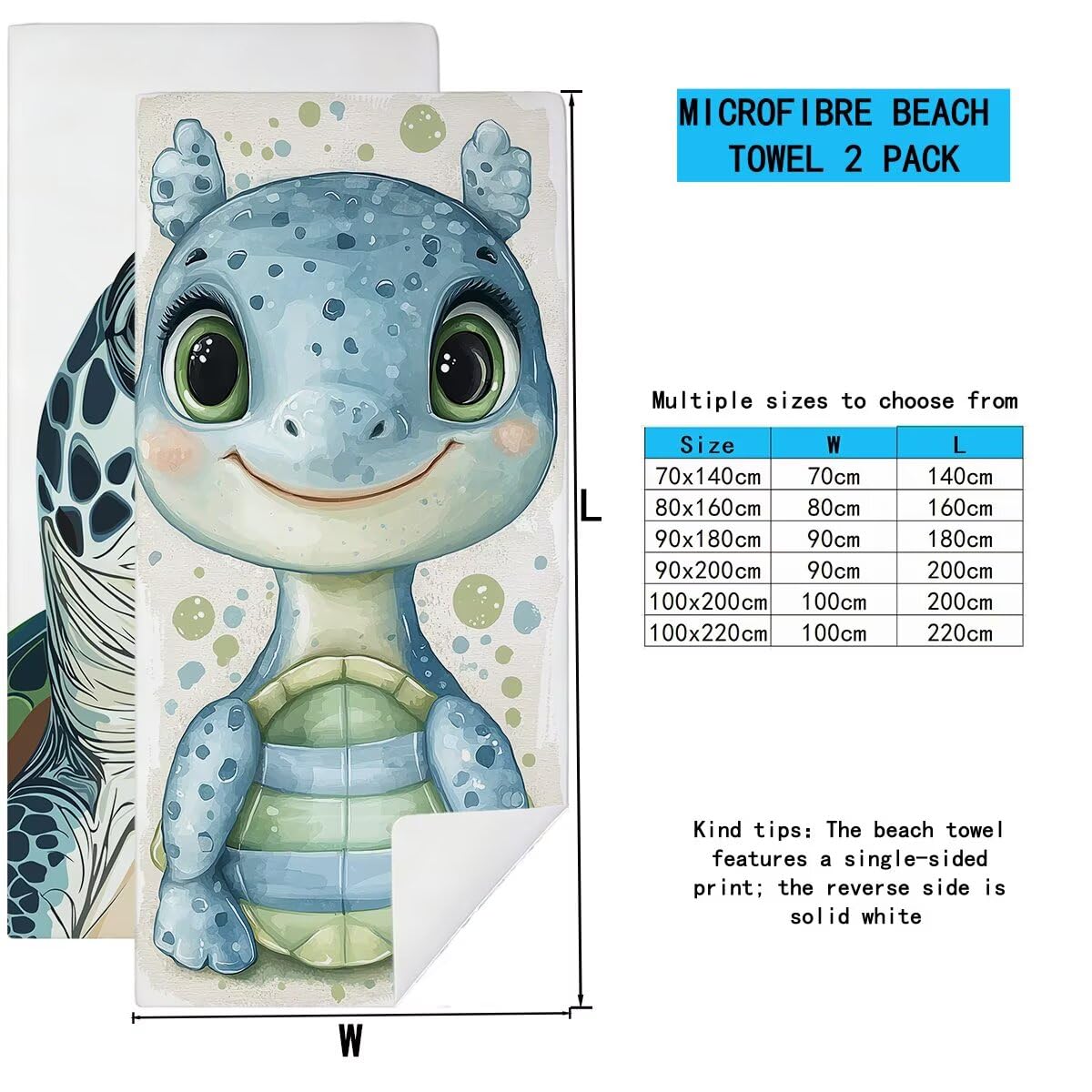 Telo Mare Microfibra, Telo Mare Grande 100x200cm 2 Pezzi, Asciugamano Palestra Donna Asciugatura Rapida, Antisabbia Asciugamano Microfibra, Leggero Asciugamani Palestra per Regalo (Animale) -4032