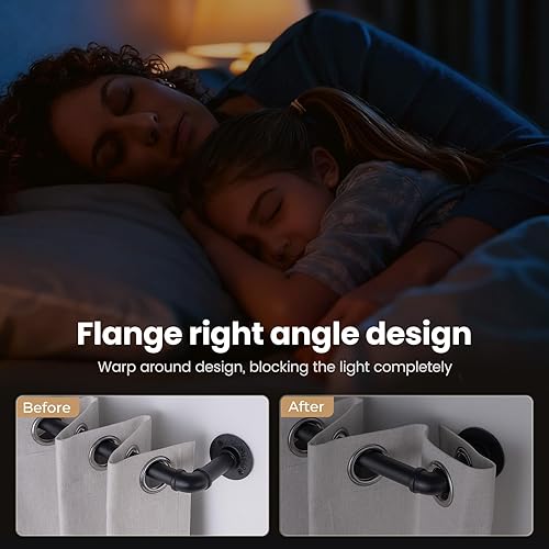 Miniatura 4 de SOMINS Barras de cortina de 1 pulgada para ventanas de 32 a 72, barra de cortina opaca ajustable industrial para exteriores, poste de cortina