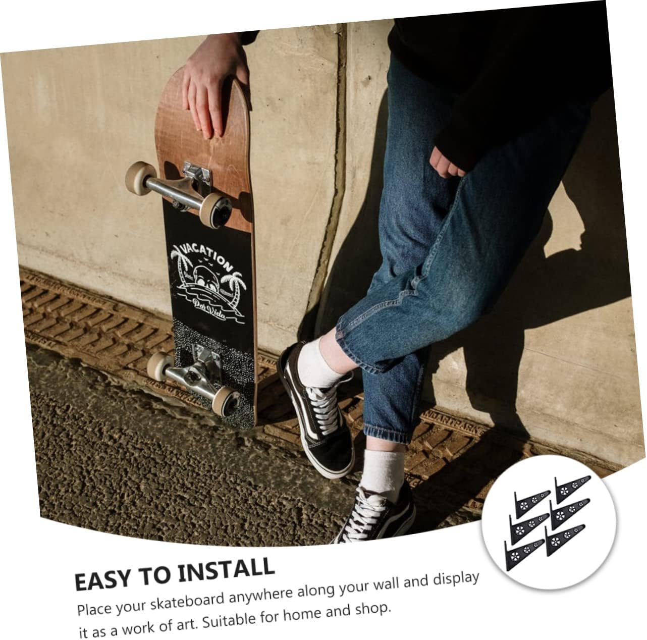 6pcs Multi Wall Rack Skateboard Holder Durable Wall Mount for Snowboard and Umbrella Strong Capacity Storage for Home and Shops