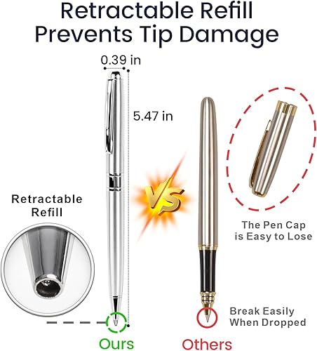 Miniatura 5 de Cambond Bolígrafos a granel, bolígrafos de metal plateado, bonitos bolígrafos de lujo para hombres, negocios, oficina, policía, escritura cómoda,