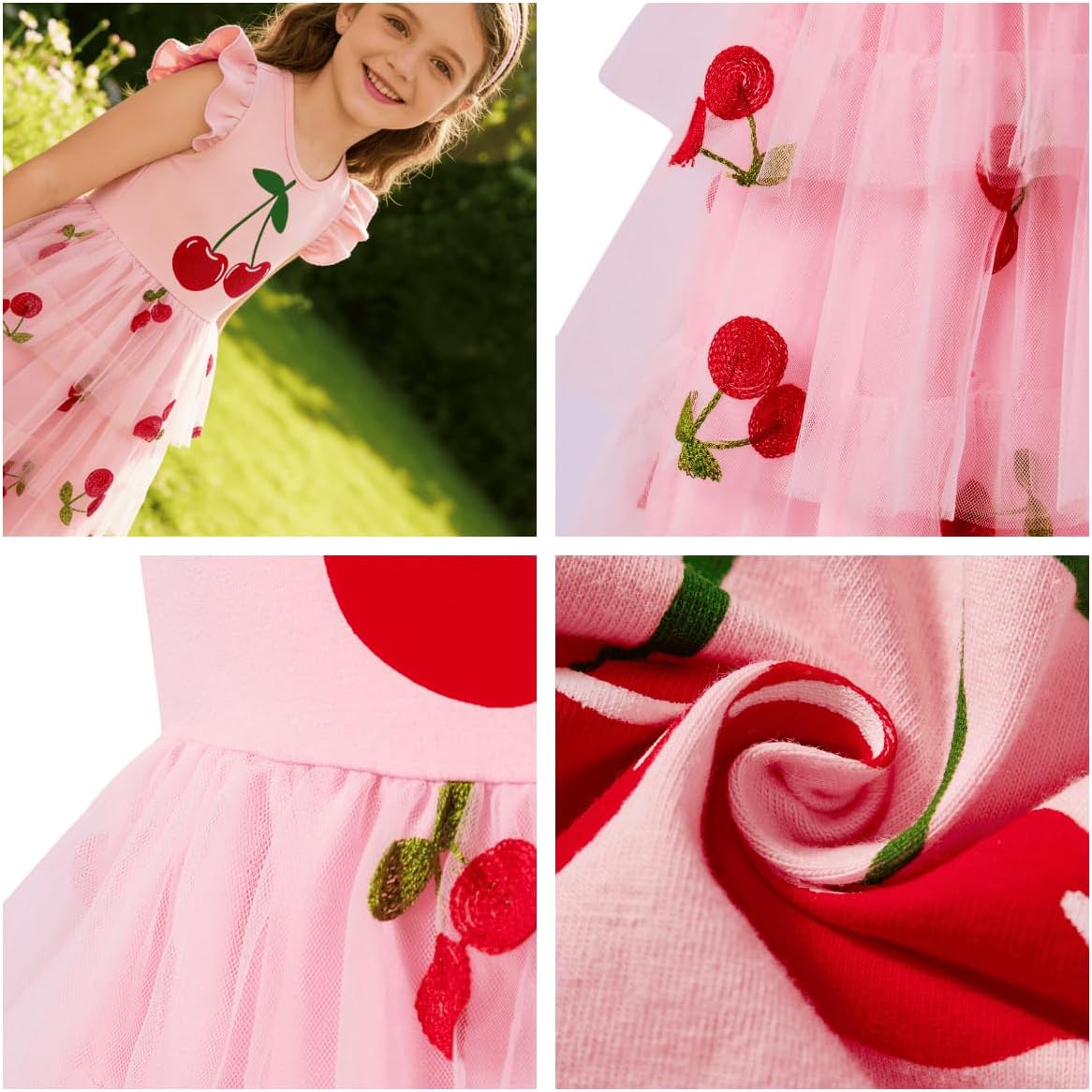 Little Girls Tulle Tutu Dress Toddler Summer Ruffle Sleeve Fluffy Tiered Dress Kids Birthday Party Outfits 2-7 Years - Image 7