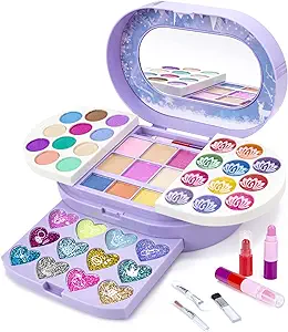 Tomons Kids Makeup Kit for Girls - Real, Non Toxic, Washable Make Up Toys for Girls Kids Princess Toys Pretend Play Set