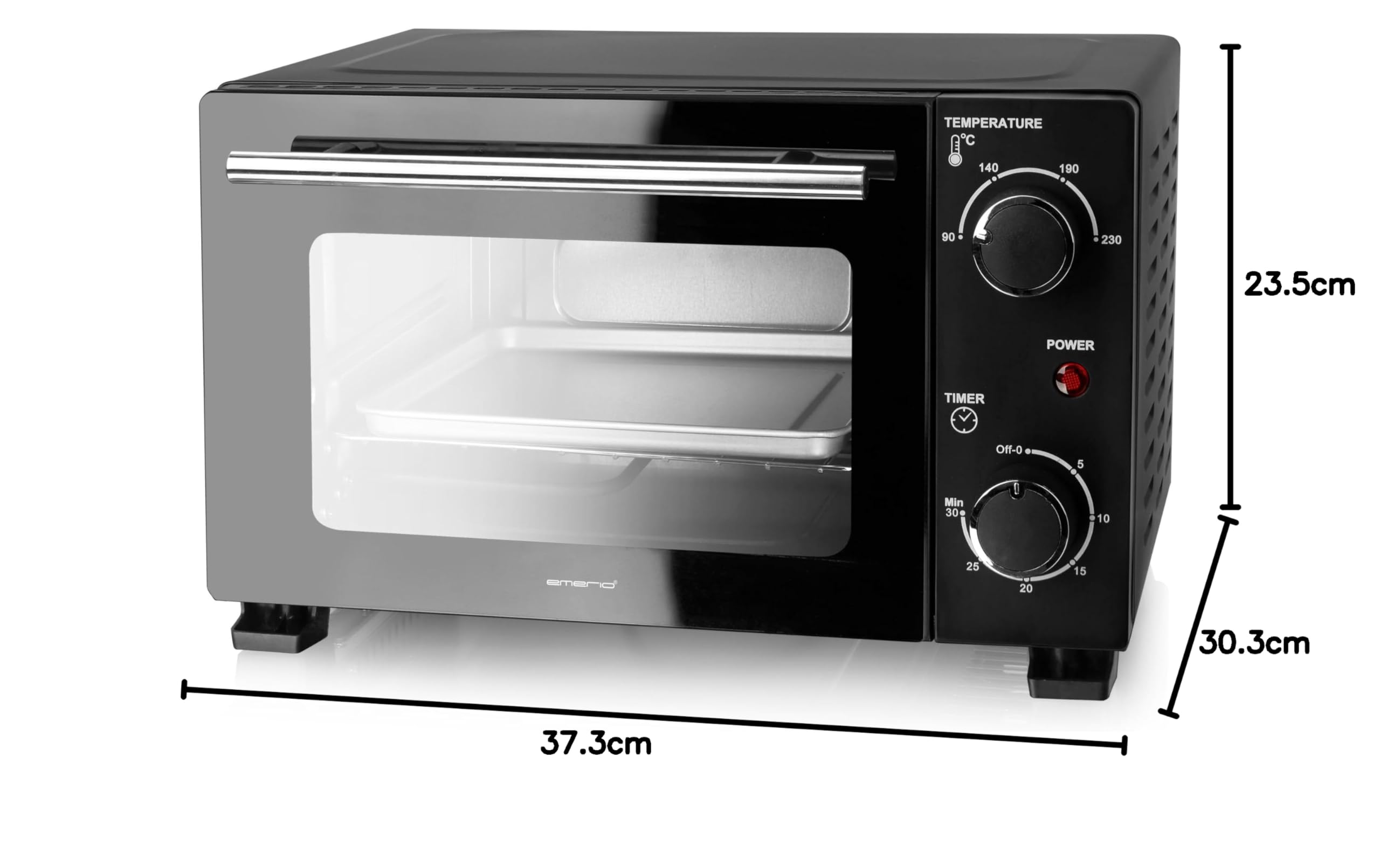 EMERIO Mini forno | 10 litri | 800 Watt | incl. teglia e griglia | forno tostapane | a scelta 90°-230°C | timer da 30 minuti | cavo da 1 m | forno piccolo | MO-124451