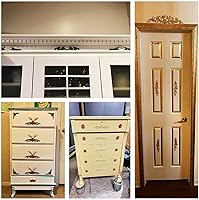 Vista 4 de MUXSAM 4 piezas de apliques decorativos tallados en madera de rosa, sin pintar, calcomanía larga sin pintar para puerta, pared, techo, armario