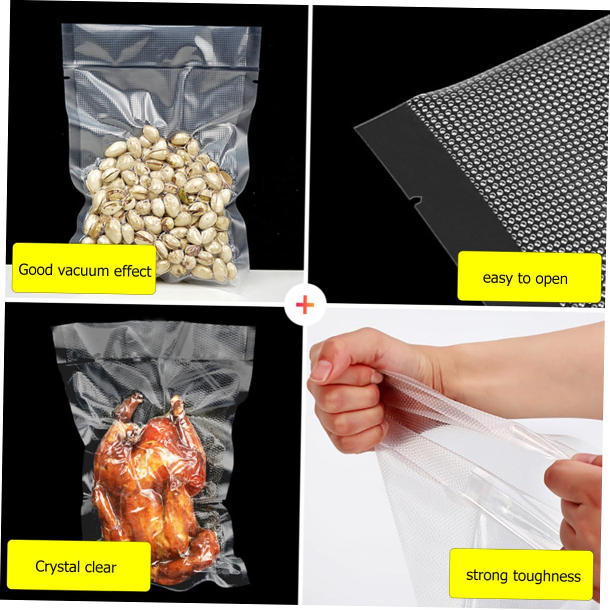 Bolsas para Guardar Alimentos Bolsas de Almacenamiento al vacío 100PCS Bolsa de Almacenamiento al vacío Bolsas selladoras al vacío Bolsas de Almacenamiento en seco Bolsillos con c