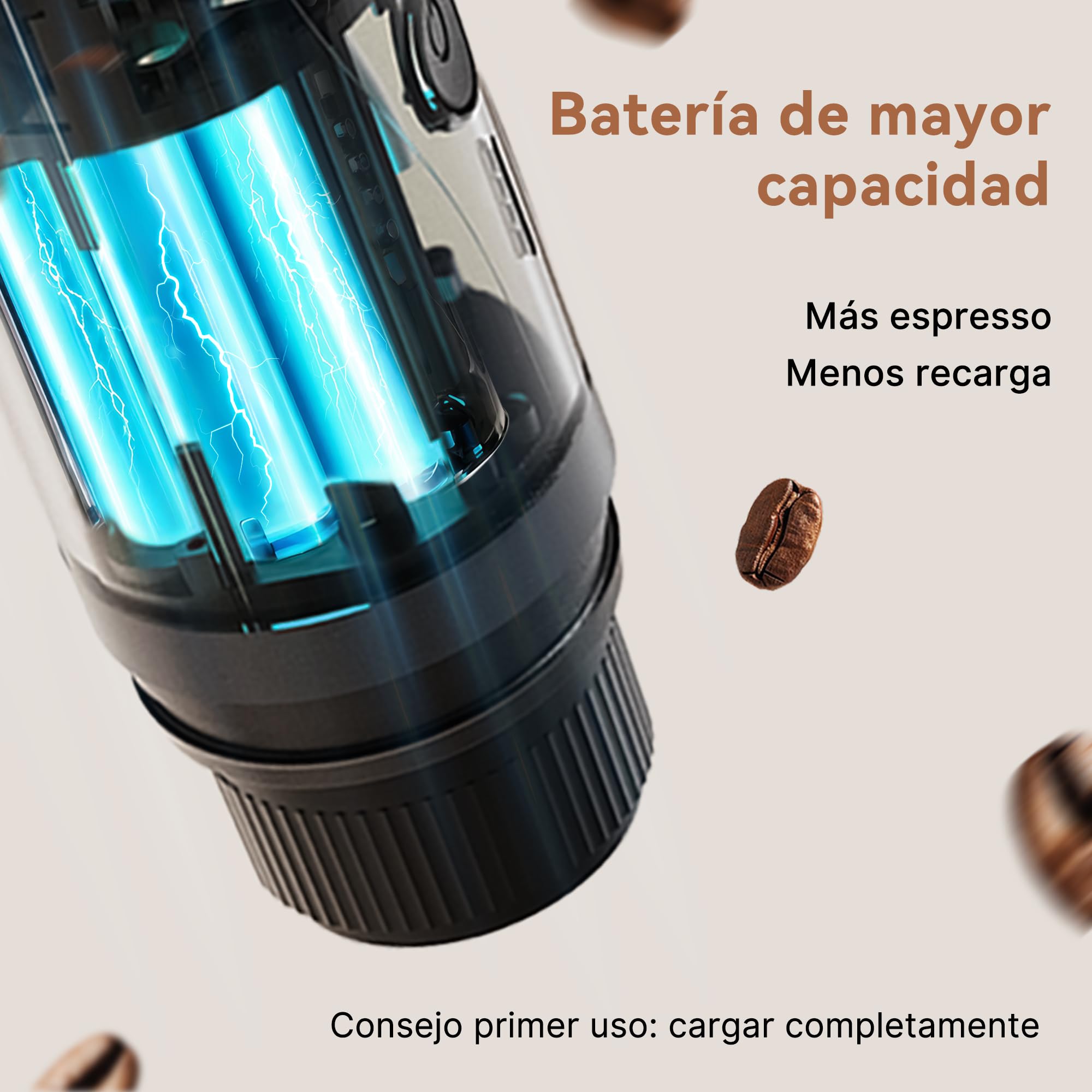 CERA+ Cafetera Portátil con Batería, Cafetera Espresso Portátil de 20 Bares Autocalentable, Compatible con Cápsulas NS y Café Molido, Cafetera de Viaje para Camping y Coche, con Estuchehe