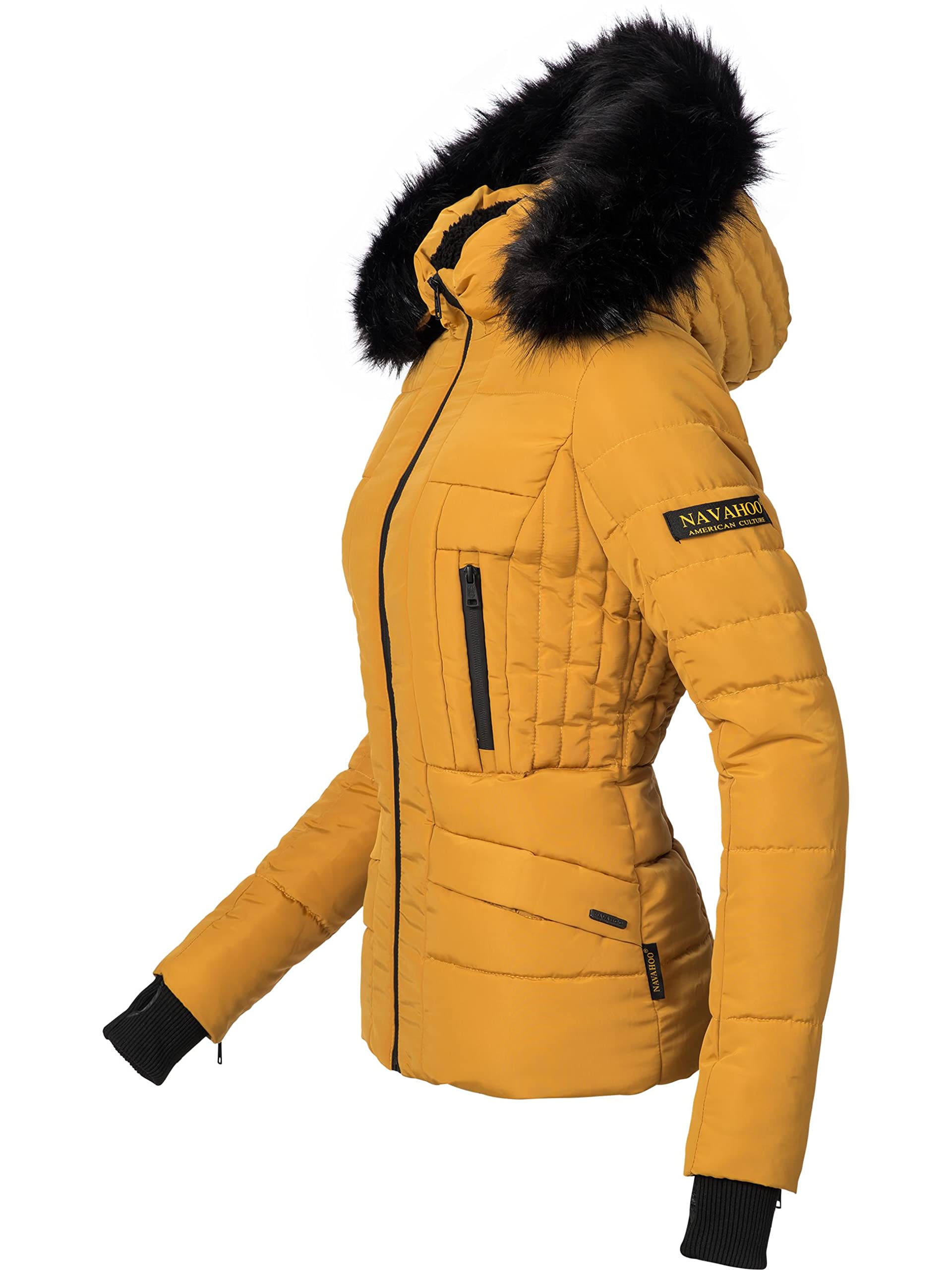 Navahoo Adele Chaqueta de Invierno para Mujer con Capucha de Pelo sintético Negro XS-XXL