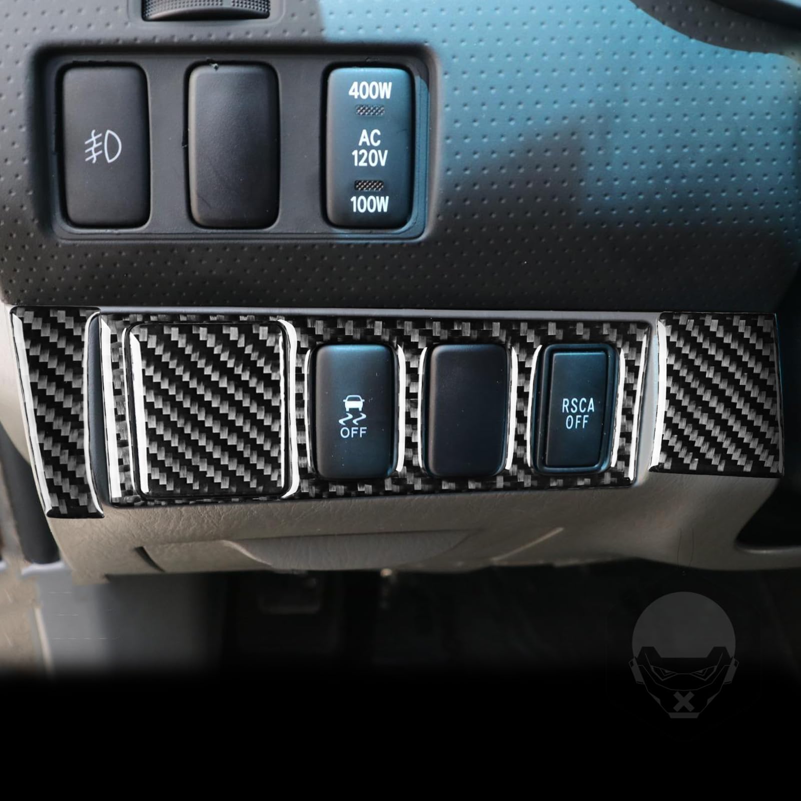 UOADA Car Real Carbon Fiber Rearview Mirror Control Adjust Panel Frame Trim Cover Decor Sticker Compatible with Tacoma 2009 2010 2011 2012 2013 2014 2015 Style A Black