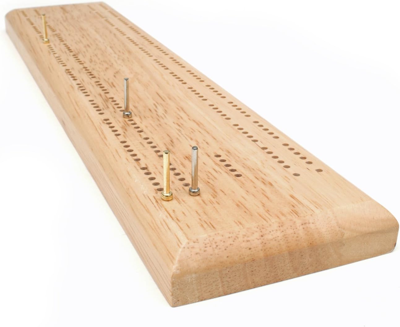WE Games 2 Track Cribbage Board - Solid Oak Wood Sprint Style with Metal Cribbage Board Pegs, Travel Cribbage Board Game Set