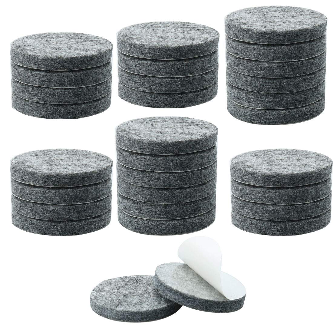 Patins de meubles ronds et auto-adhésifs gris de 5,1 cm en lot de 30 pièces