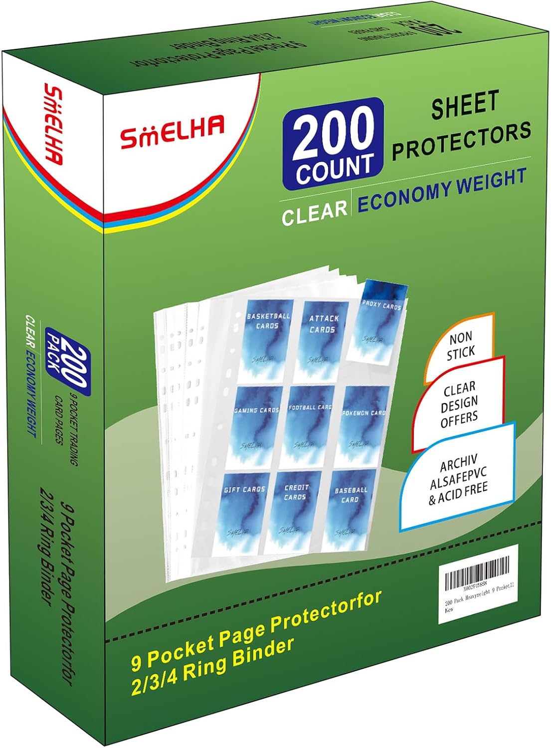 9 Pocket Page Protector, 200 Pack Trading Card Sleeves for Skylanders, MTG, Coupon, Game, Football Cards