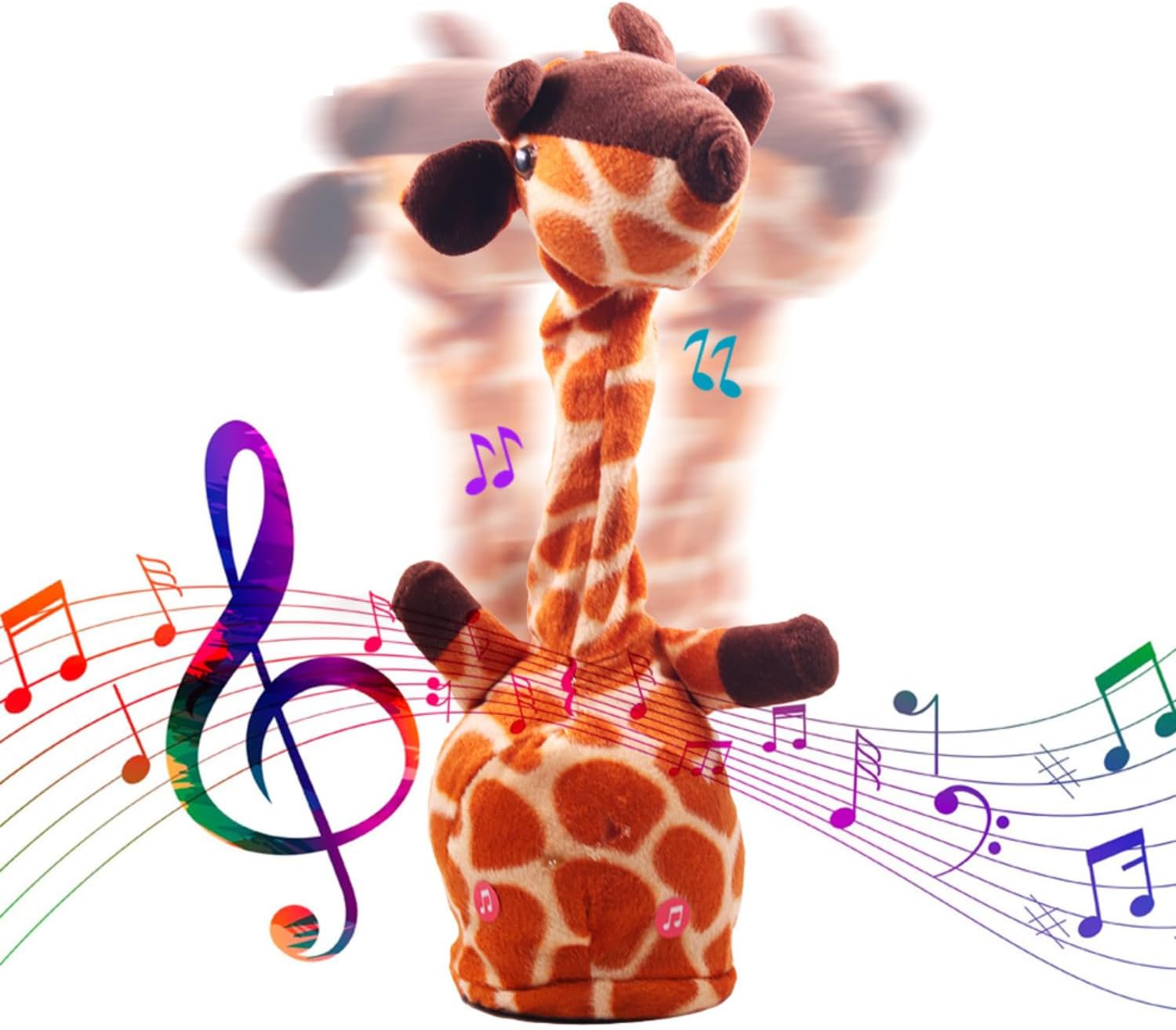 FizBiz Dancing & Talking Cactus Giraffe Musical Funny Toy with Voice Recording, Wriggle, Singing & Led Light with Rechargeable Battery & USB Cable, Dancing Cactus for Baby & Kids