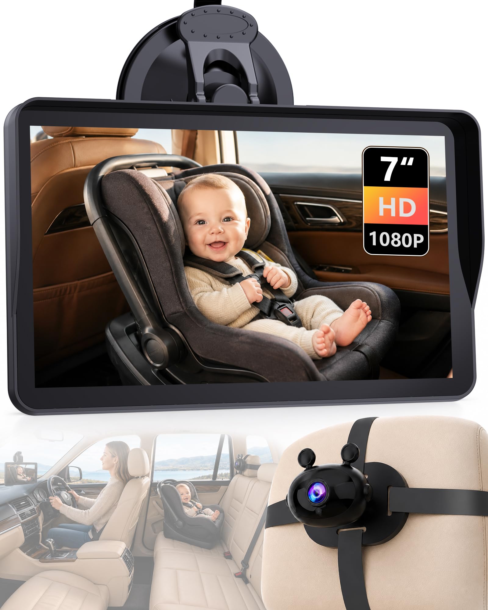 Wkzay 7 Inch Baby Car Monitor