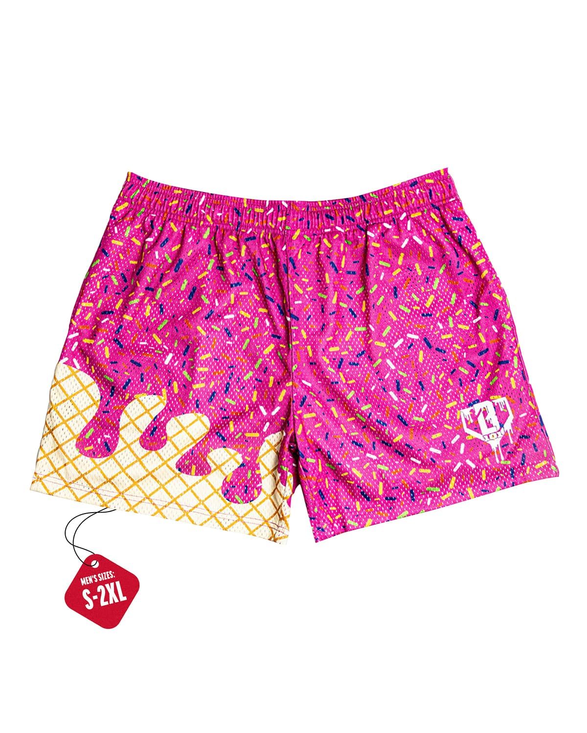 BL101 Adult Ice Cream Baseball Mesh Shorts for Men - Strawberry, L