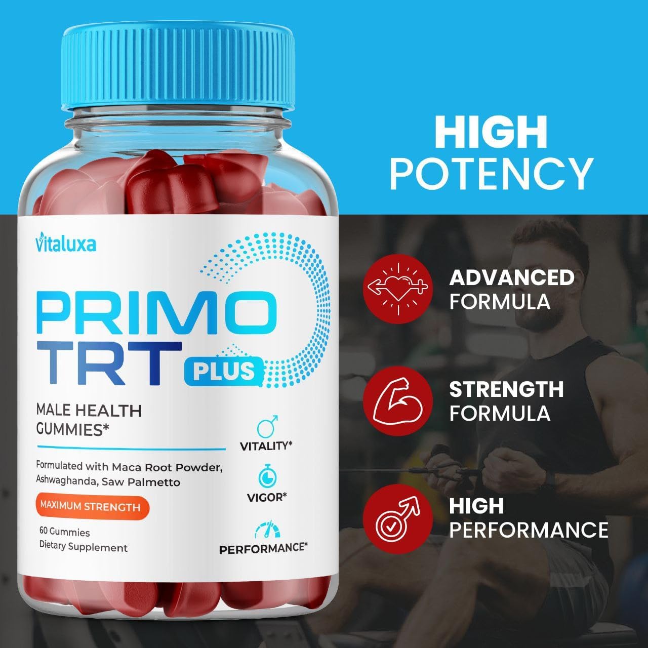 Primo TRT Gummies, Primo TRT Plus Advanced Performance Blend Supplement, PrimoTRT Try Prime Gomitas Maximum Strength Males Support for Overall Health Wellness All Natural Ingredients (60 Gummies) - Image 4