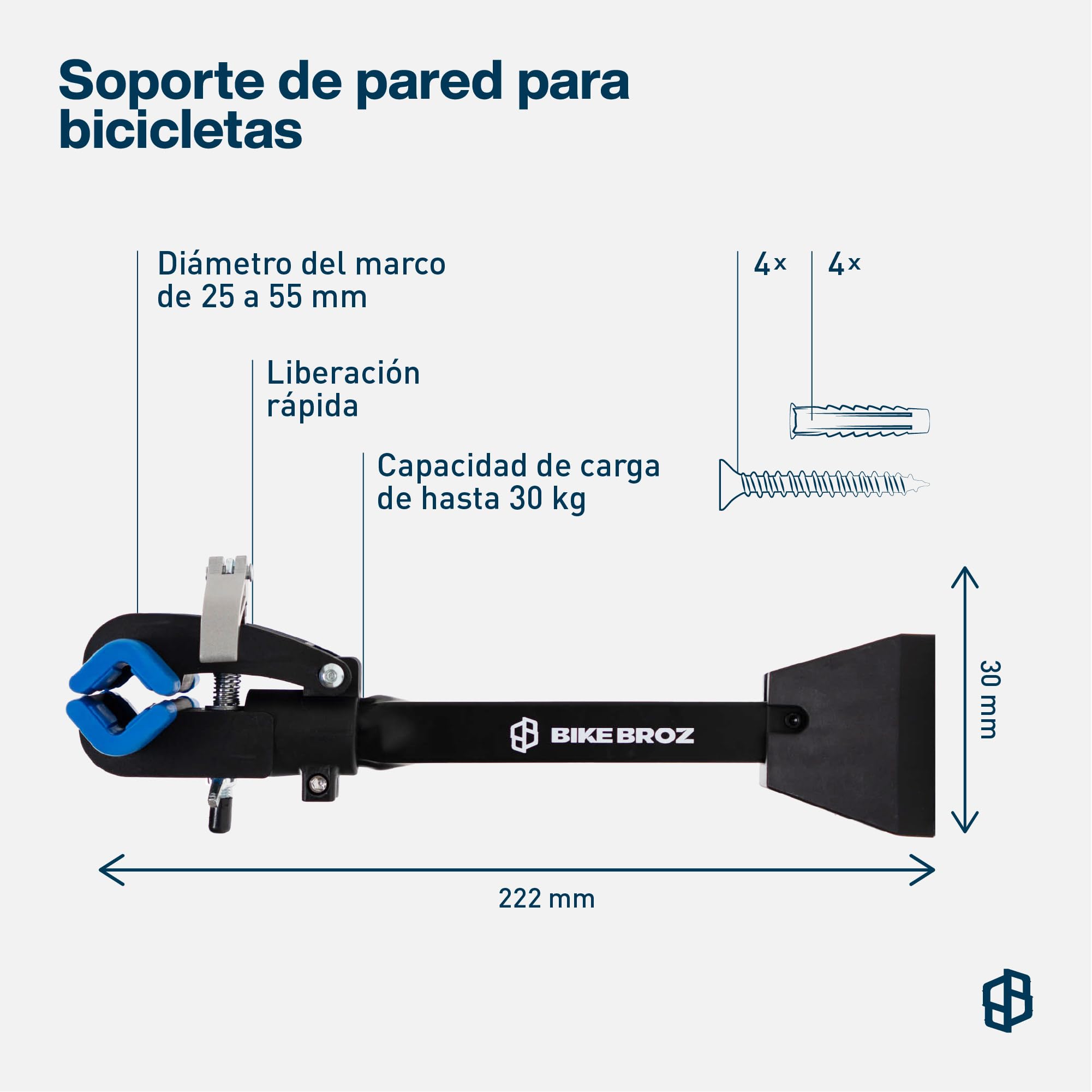 Soporte de pared para bicicleta estable adecuado como soporte de montaje y soporte de reparación, bicicleta de carretera y otros,Suspensión de bicicleta de BikeBroz