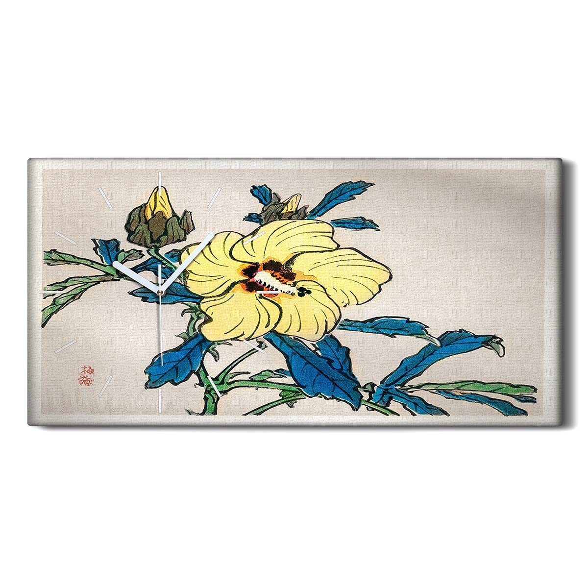 Tableau horloge haut de gamme fleurs asiatiques design moderne 60x30cm