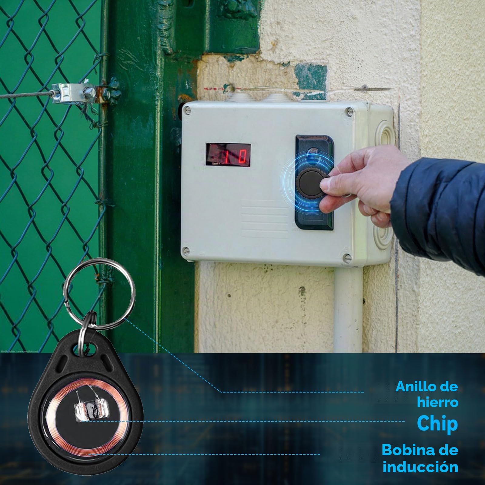 Etiqueta Fob RFID 13,56 MHz MIFARE Classic 1K, 100 llaves UID regrabables, tarjeta control acceso