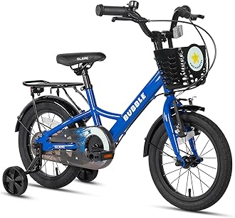Bubble 12 14 16 Inch Kids Bike for 3-8 Years Old Boys & Girls Bicycles with Basket & Stabilisers & Rear Rack, Multiple Colors