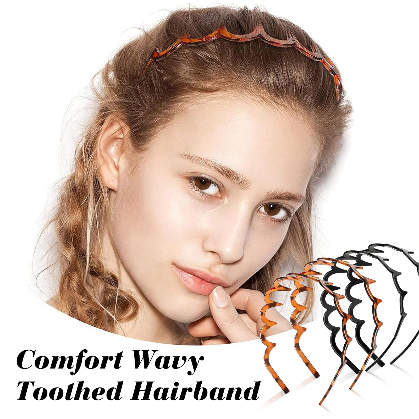 Hanyousheng 4 PCS Zig Zag Headbands, Plastic Shark Tooth Hair Comb Hairband, Comfort Wavy Toothed Hairband - Image 3