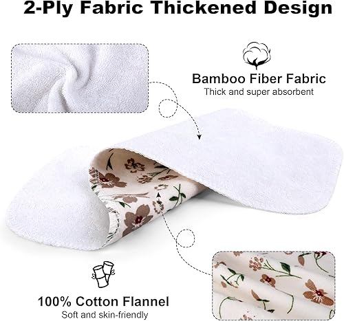 Miniatura 2 de Omrhvi 20 piezas de papel higiénico reutilizable, toallas de bidé de 2 capas súper absorbentes, suaves, lavables, 100% franela de algodón y
