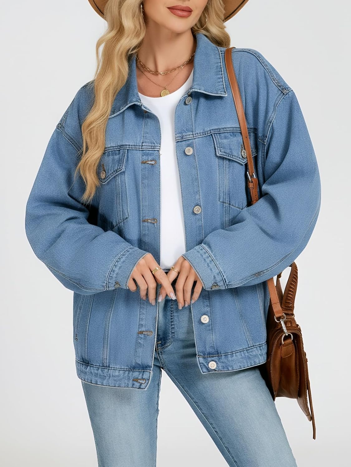 LifeShe Oversized Jean Jacket for Women Trendy Spring Boyfriend Denim Jackets Loose Shacket Coats 2026 - Image 4