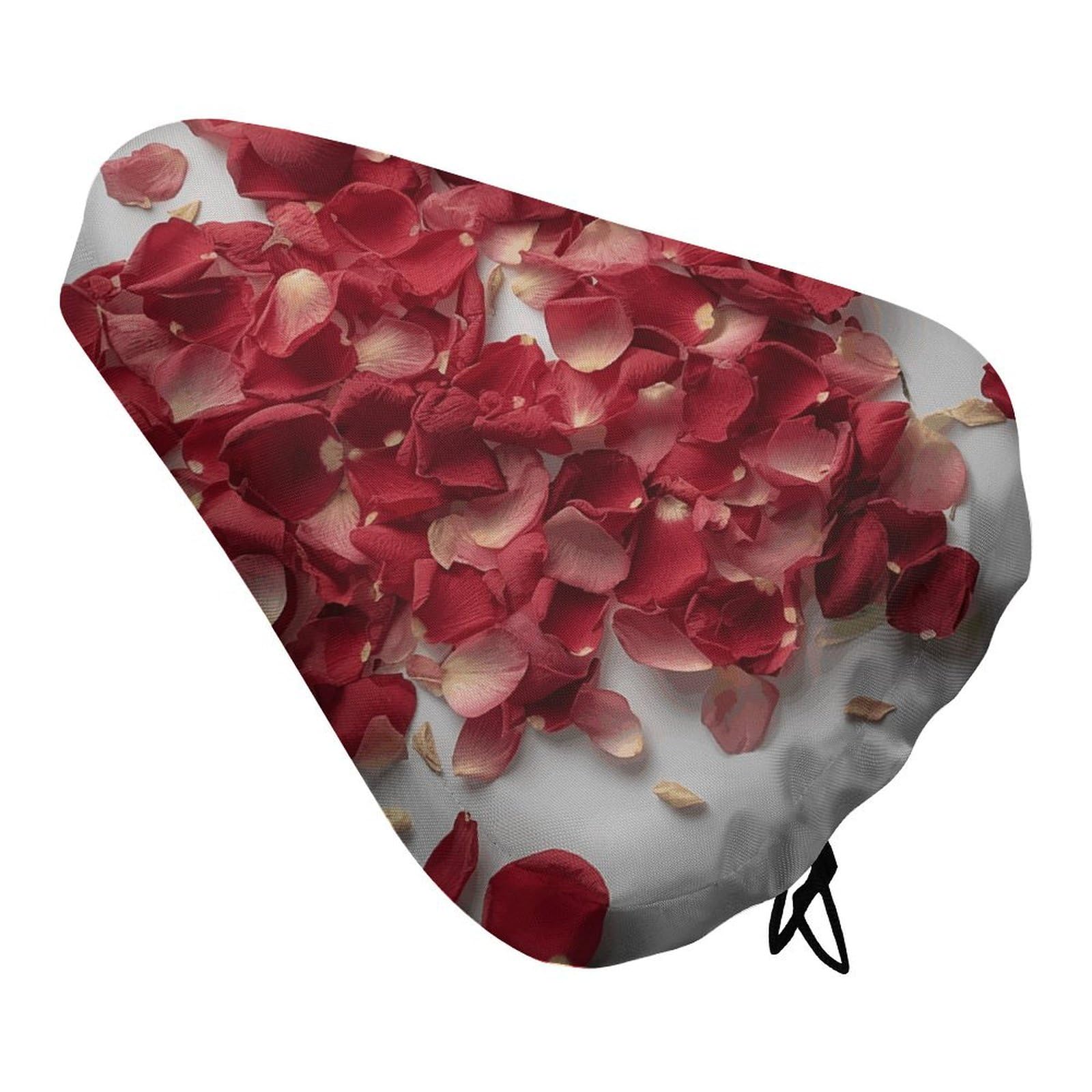 Petals Form Heart Shape Bike Seat Cover for Men Women, Waterproof & Dustproof Bike Seat Cushion with Drawstring, Adjustable Bicycle Saddle Cover for Or Rain & Sun Protection